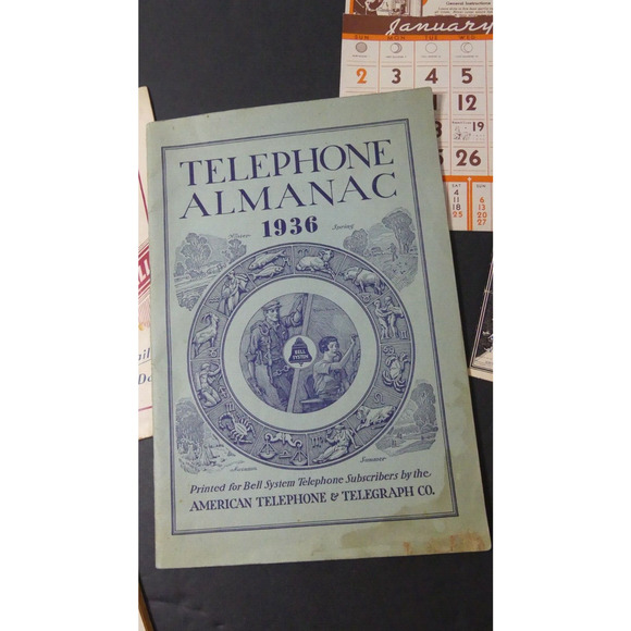 Vtg 1930's-40's Almanacs Watkins Clabber Girl Bell Systems Advertisements Ad Lot - Picture 4 of 11
